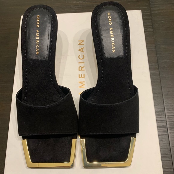 Good American The Standout Square Toe Suede Heel Size 7 - Picture 3 of 5